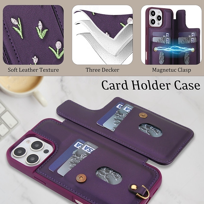 Phone Case For iPhone 16 15 14 Pro Max 13 Pro Max Back Cover with Lanyard Kickstand Card Slot Retro TPU PU Leather 2026 - $18.99 –P9