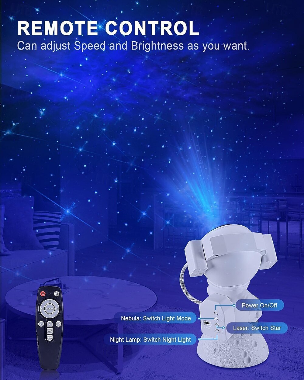 Astronaut Galaxy Projector Star Projector Night Light with Music Remote Control and 360 Adjustable Nebula Galaxy Light Projector for Bedroom Kids Gifts Party 2025 - $40.99 –P7