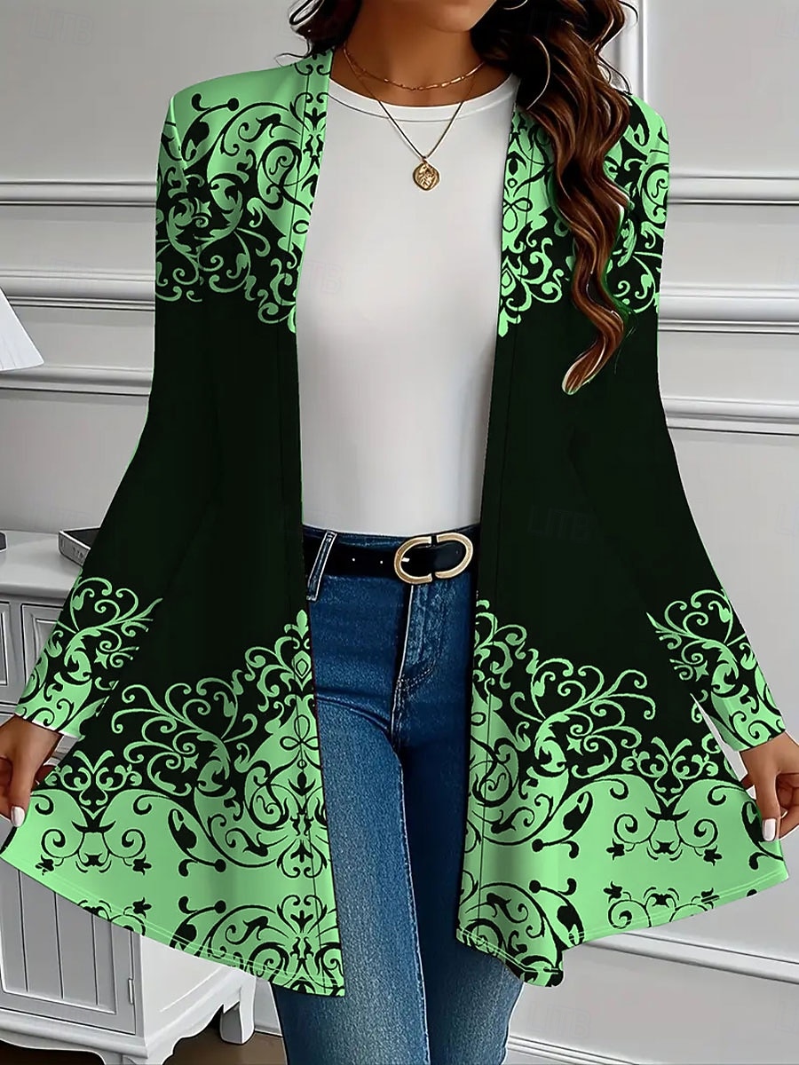 Femmes Manteau d'Hiver Trench Léger Confortable Imprimé Front ouvert ancien Mode Occasionnel Fleuri Vacances Occasionnel Long Sans Col Coupe régulière manche longue Vêtements d'extérieur Blanche Rose de 2025 ? €20.99 –P7