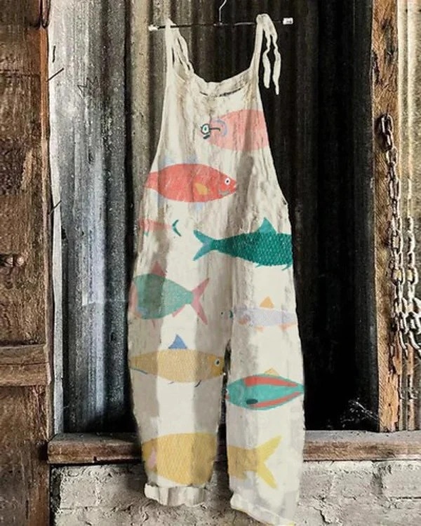 Femmes Combinaison Vacances ancien Style Ethnique Longueur complète Taille Moyenne Animal Poisson Respirabilité Léger Doux Non Elastique Décontracté Occasionnel Quotidien Blanche Bleu Kaki Beige Ét de 2025 ? $26.99 –P3