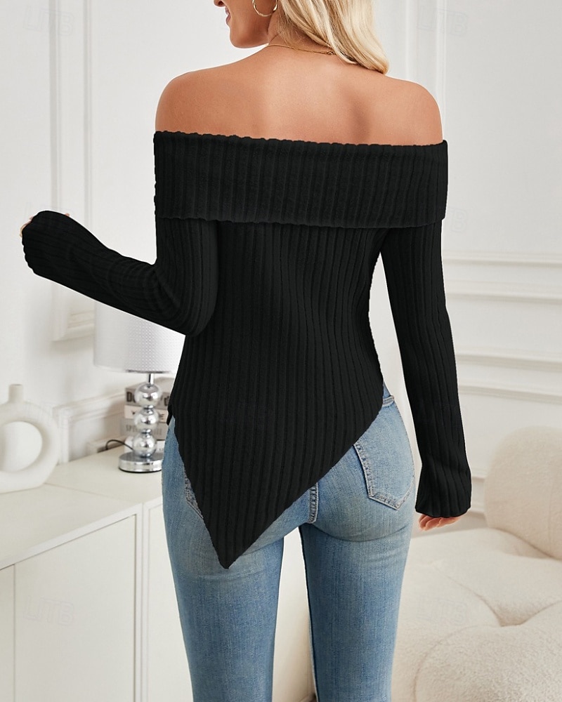 Femmes Chemisier Uni Élégant Moderne manche longue Épaules Dénudées Hauts Réguliers Fête Sortir Nœud Dos nu Noir Blanche Rose Claire Abricot Bleu clair Automne de 2025 ? $17.49 –P12