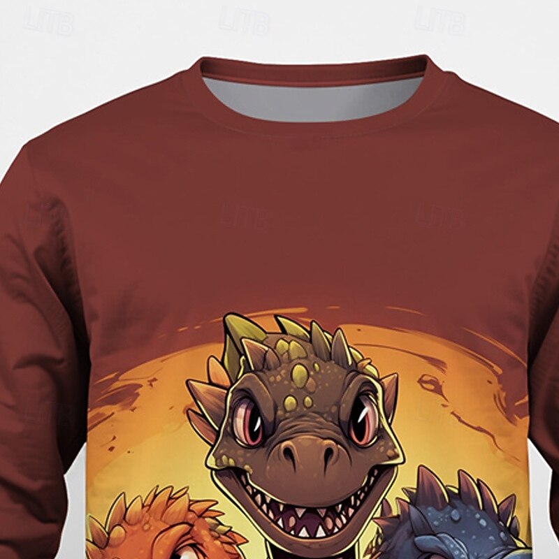 Pojkar 3D Dinosaurie Tröja Långärmad Vår Höst Mode Grundläggande Barn 4-12 år Rund hals Utomhus Ledigt Dagligen Normal 2025 - $17.49 –P10
