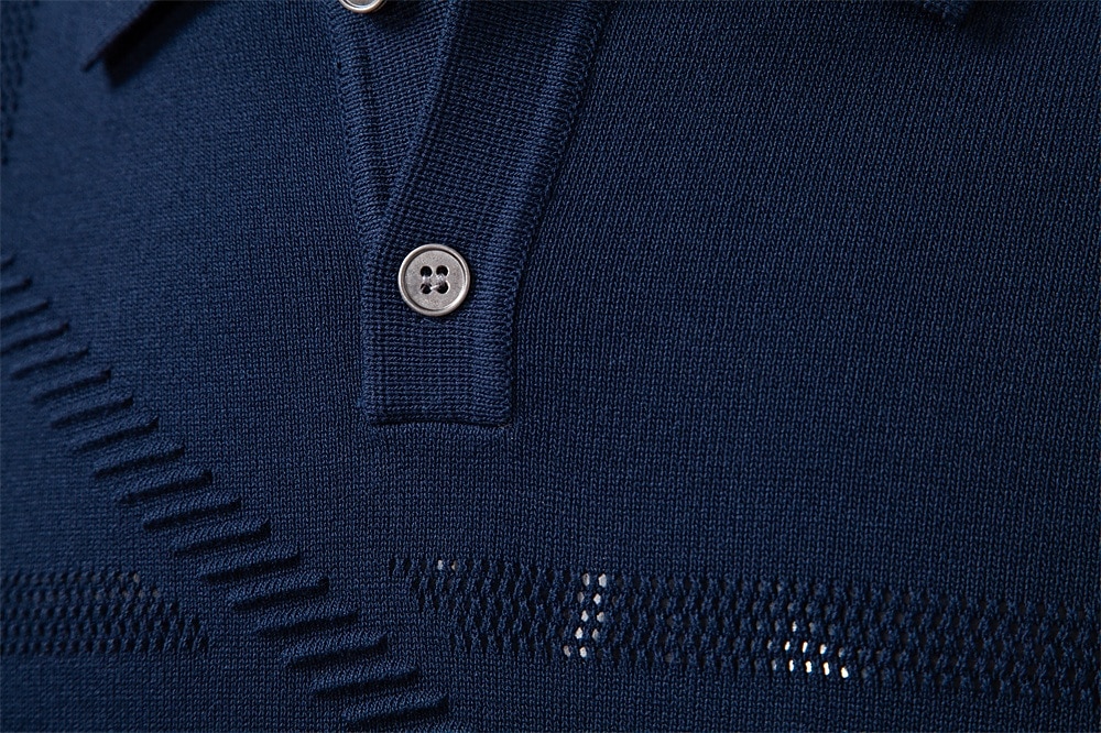 Herre Pullover genser Strikke Vanlige topper Jacquard Knapper Helfarge Polokrage Elegant Årgang Skole Hjem Klær Vår Høst Mørk Marineblå Kakifarget S M L 2026 - $35.99 –P12