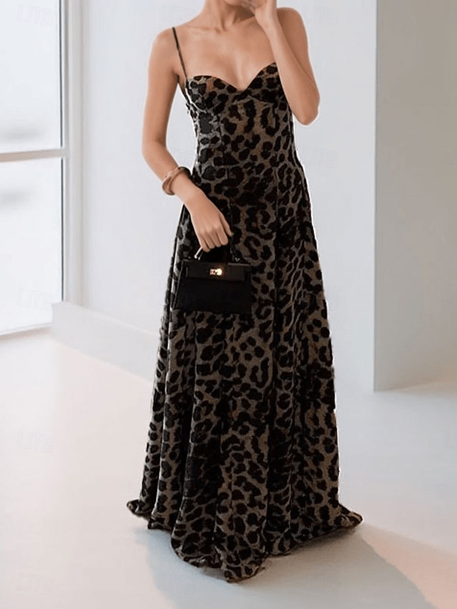 Női Hosszú ruha Maxi ruha Cami ruha Elegáns Csehország Stílusos Normál Leopárd Ujjatlan Pántos Leopárd Nyár Ősz 2025 - $26.99 –P3
