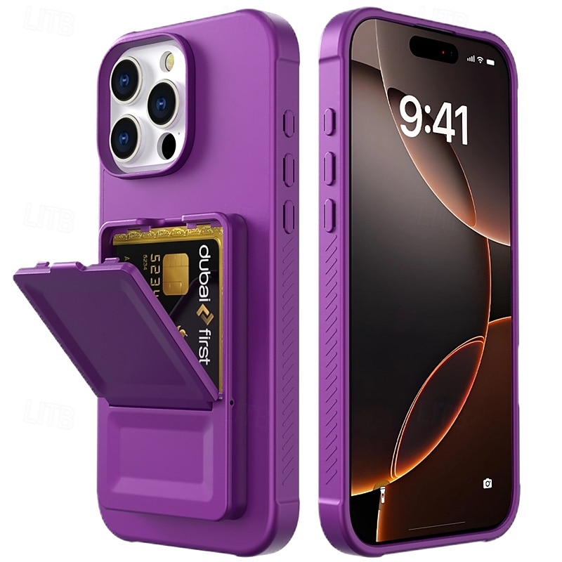 τηλέφωνο tok Για iPhone 16 Pro Max Plus 16 16e Πίσω Κάλυμμα με βάση στήριξης Καθρέφτης Υποδοχή κάρτας Ρετρό TPU PU δέρμα 2025 - $11.99 –P2