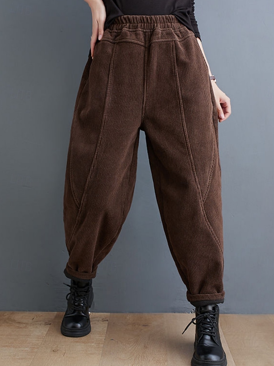 Mujer Chinos Vacaciones Moda Casual Longitud total Alta cintura Plano Bolsillo Cintura elástica Confortable Suave Cómodo Microelástico Exterior Calle Negro Morado Verde Trébol Café Primavera Otoño 2025 - $26.99 –P11