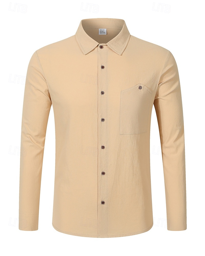 Per uomo Camicia Camicia di lino Camicia casual Camicia con Bottoni Camicia di cotone Semplice Vacanza Camicia hawaiana Nero Bianco Giallo Blu marino Manica Lunga Bavero Primavera Autunno del 2025 a $22.99 –P20