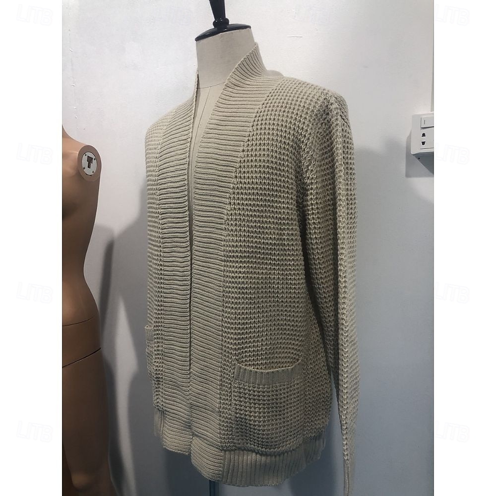 Herren Pullover Strickjacke Strickpullover Gerippt Gehäkelt Stricken Tunika Tasche Einfarbig Öffnung vorne Mode Klassisch Urlaub Alltagskleidung Bekleidung Herbst Winter Schwarz Blau S M L 2026 - $42.99 –P7