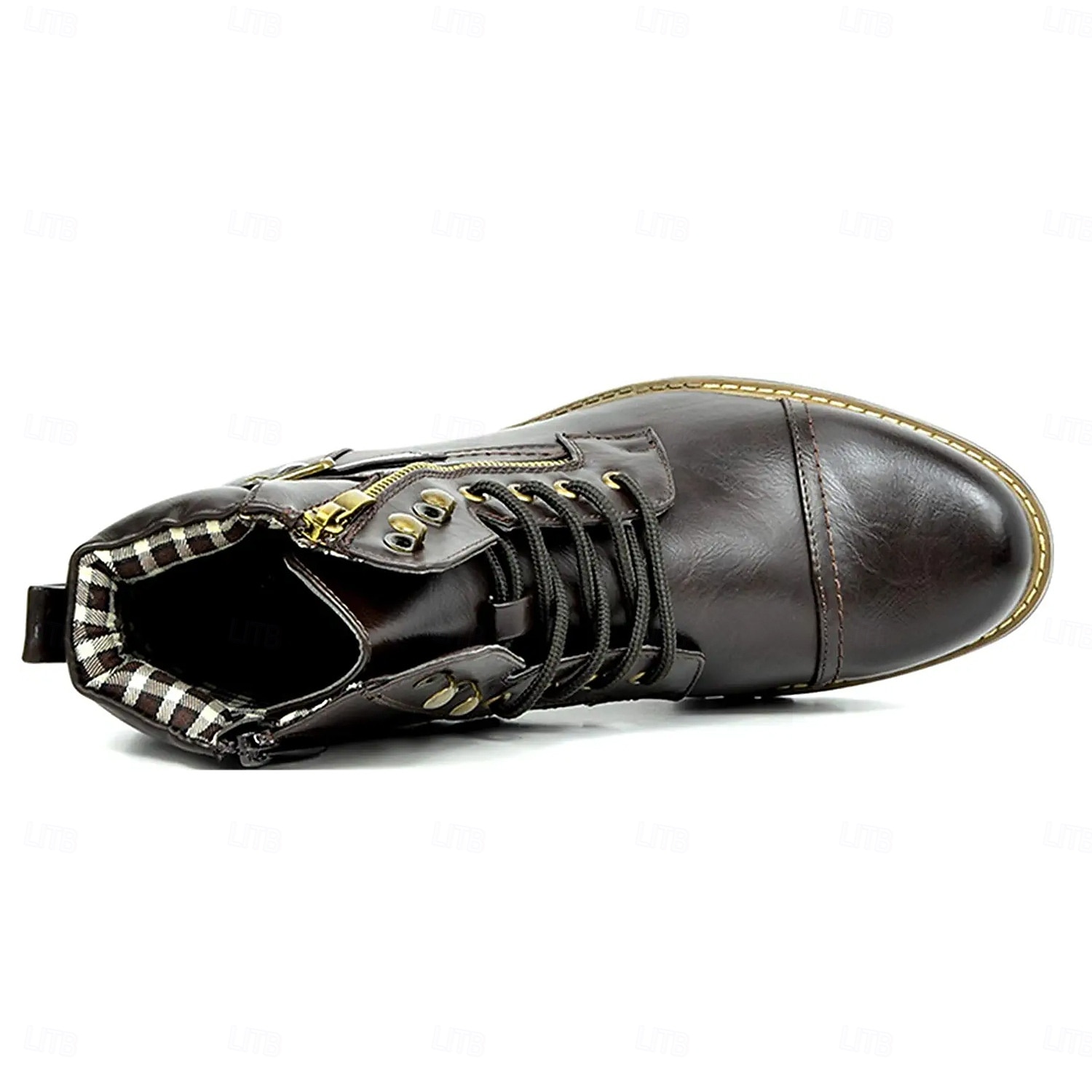 botas de combate masculinas com zíper lateral e fivela - botas de cano curto com cadarço de moda casual para roupas urbanas e do dia a dia de 2025 por $59.99 –P3