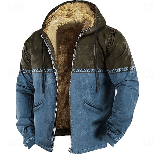 Férfi Azték Báránybunda Kapucnis felsőrész Pulóver Etno Vintage Retro Hosszú ujj Terített nyak Szabadtéri Utcai öltözék Világosbarna Medence Zsinór Ősz Tél Tervező 2025 - $49.99 –P2
