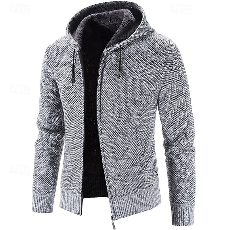 Herren Pullover Kleid Pullover Strickjacke Reißverschluss-Pullover Strickpullover Gerippt Stricken Normale Oberteile Gestrickt Gerippt Einfach Mit Kapuze Mode Schals Geschäft Lässig Bekleidung Herbst 2025 - $25.99 –P1