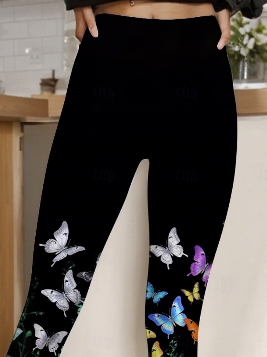 Női Nadrágok Leggingek Utcai sikk Alkalmi Teljes hossz Magas derék Pillangó Rugalmas derék Nyomtatott Lélegzési képesség Kényelmes Nyúlós Vakáció Utca Hétköznapi viselet Fekete Nyár Tavasz Ősz Normál 2026 - $19.99 –P1