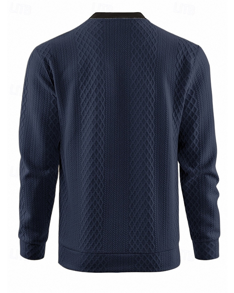 Herre Genser Svart Hvit Navyblå Kakifarget Grå V-hals Fargeblokk Jacquardvevnad Lapper Sport & Utendørs Daglig Ferie Polyester Gatemote Grunnleggende Fritid Vår Høst Klær Gensere Gensere 2025 - $24.99 –P13