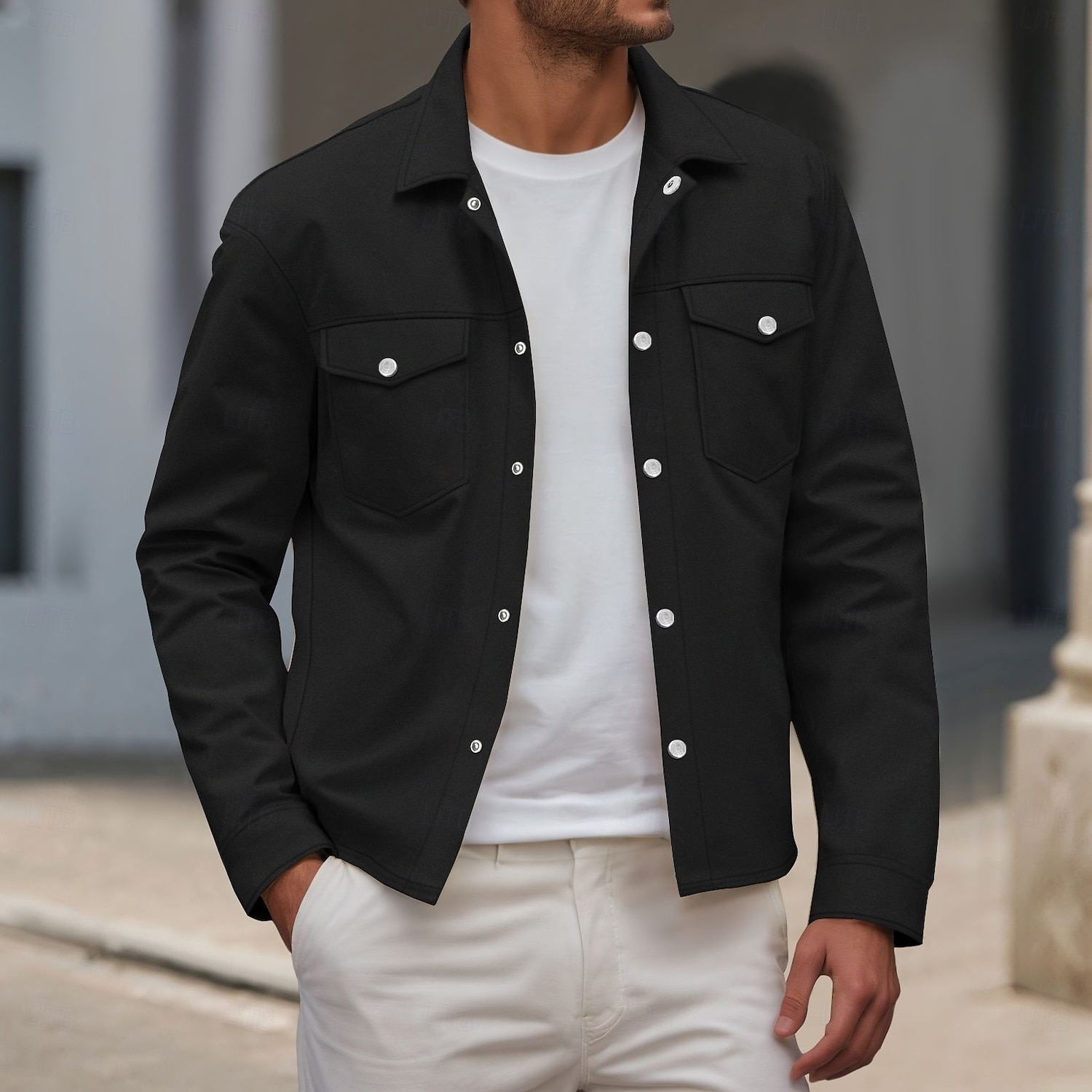 Homme Veste Légère Chemise Veste Formel Maison Portable Avec Poches Printemps Automne Hiver Couleur Unie Actif ancien Col de chemise Régulier Noir Vert Claire bleu marine Kaki Veste de 2026 ? $36.99 –P4