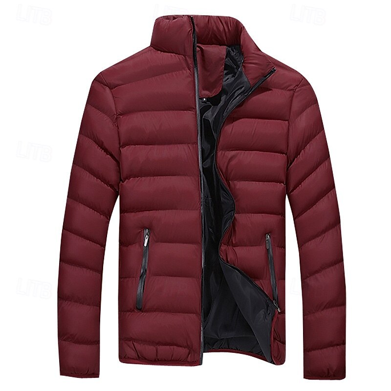 Hombre Abrigo de invierno Chaqueta acolchada Bolsillo Algodón Vacaciones Ropa Cotidiana Cita Regular Moda Casual Cómodo Mantiene abrigado Invierno Color sólido/liso Negro Rojo Azul Real Azul Oscuro 2026 - $22.99 –P3
