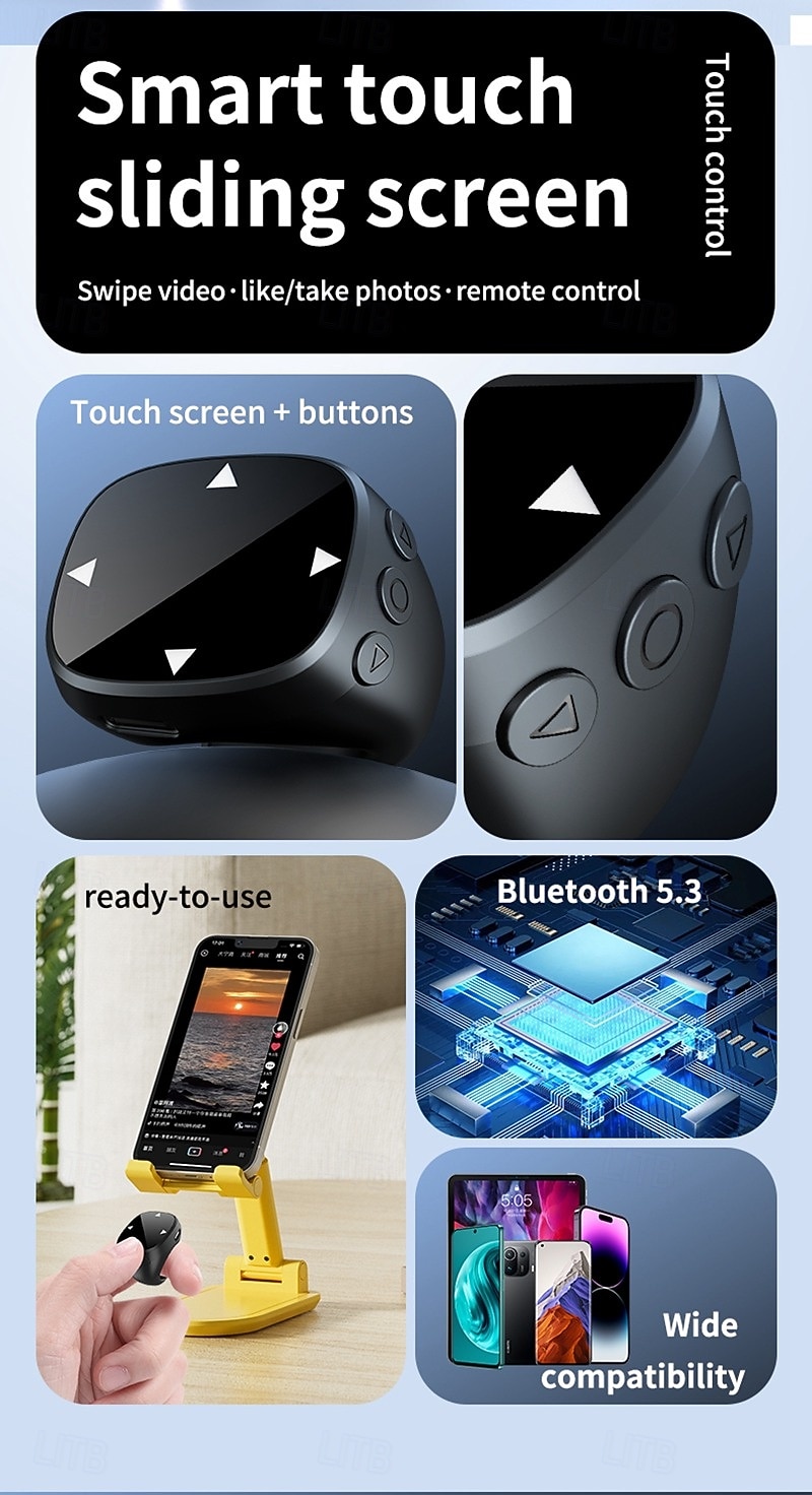 vingertop bluetooth afstandsbediening video scrollring en camera sluiter afstandsbediening 2025 - $24.99 –P2