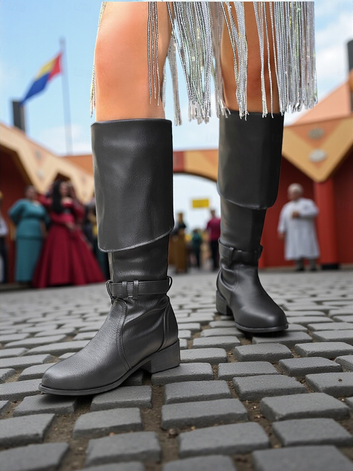 Botas femininas conversíveis acima do joelho com cano dobrável, estilo casual retrô, design versátil para o dia a dia urbano de 2025 por $59.99 –P1