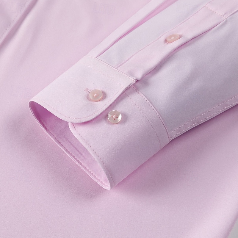 Homme Chemise Chemise habillée Chemise sans repassage Chemise à Col Chemise Boutonnée Uni Mariage Extérieur Noir Blanche Rose dragée Vin manche longue Col Rabattu Été Printemps Vêtement Tenue de 2025 ? $21.99 –P8