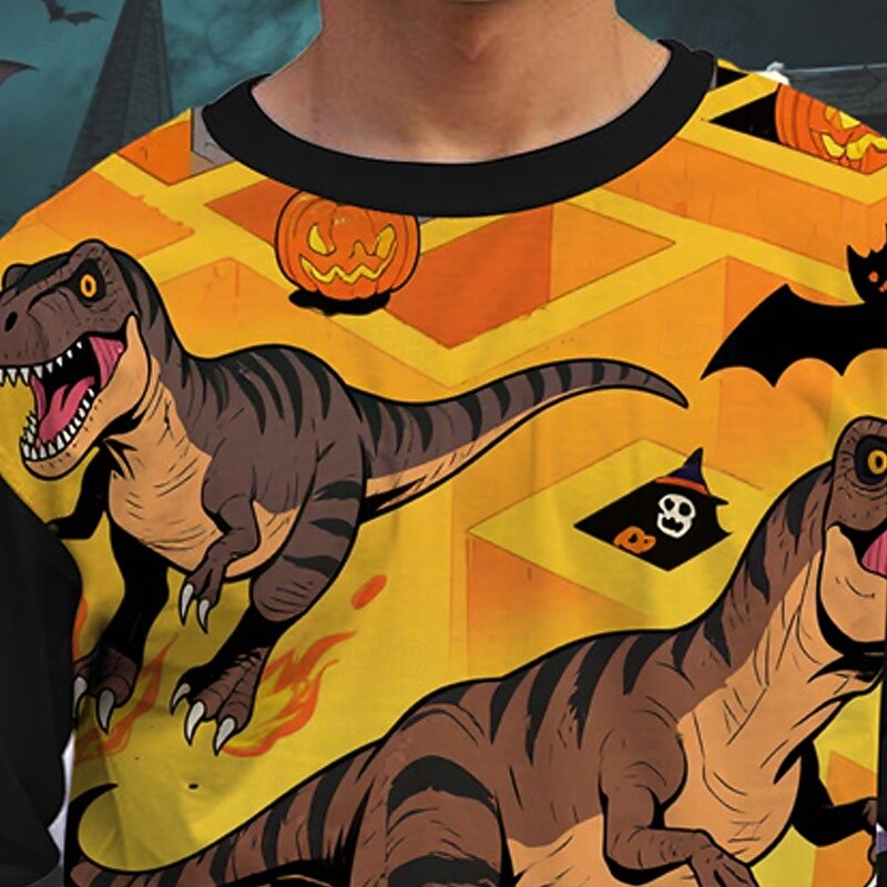 Halloween Pojkar 3D Tecknat Pumpa Dinosaurie T-shirt Långärmad Vår Höst Mode Grundläggande Barn 4-12 år Rund hals Utomhus Ledigt Dagligen Normal 2025 - $13.99 –P5