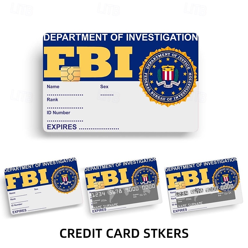 Набор из 4 скинов карт секретных агентов для косплея FBI/ICE Designs &подарочный набор наклеек матовый идентификатор &Декоративные наклейки для кредитных карт, персонализированные стильные наклейки 2026 - $12.99 –P14