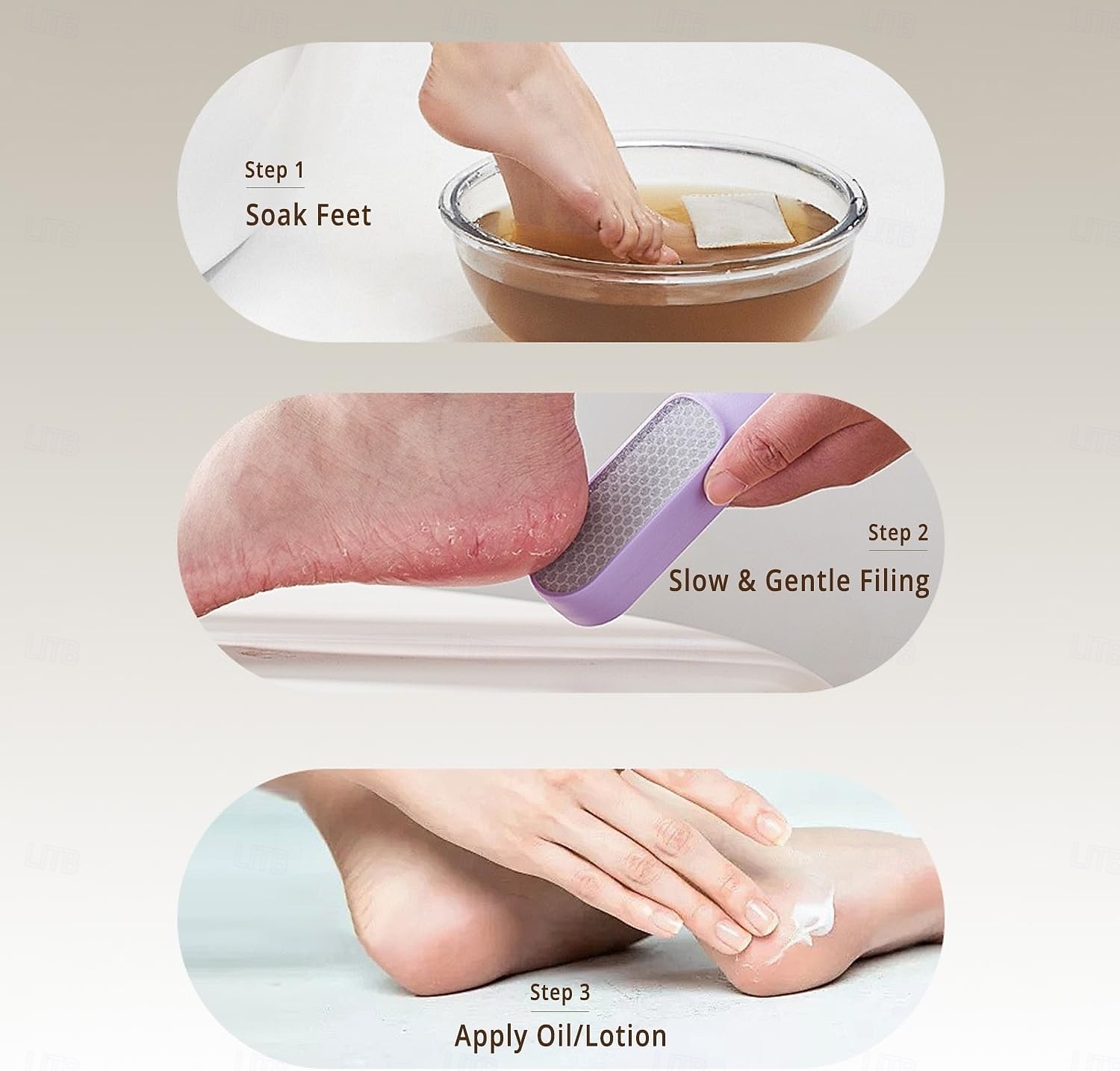 2-in-1-Nano-Glasfuß &Fußfeile zum Entfernen von Peelings &Massagebürste mit ergonomischem Griff, langlebiger Kunststoff, manueller Rasierer in Hellbeige für glatte Füße, Hände, Ellbogen und Knie 2025 - $8.99 –P8