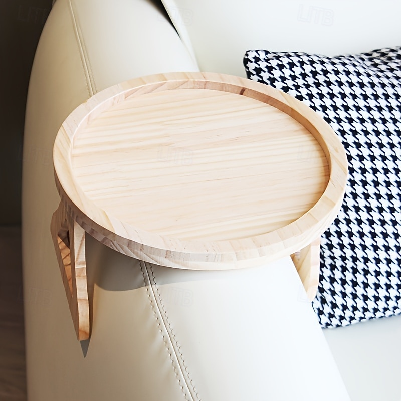 Mesa con reposabrazos para sofá estable, 1 bandeja con clip para mesa con reposabrazos, fija automáticamente la superficie de la mesa, perfecta para espacios pequeños, un gran regalo para familiares y 2025 - $18.99 –P5