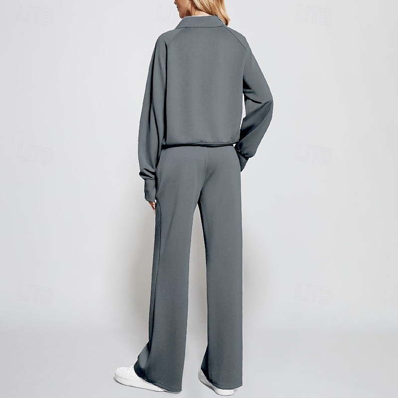 نسائي بدلة رياضية بنطلونات بنطلون واسع الساق دانتيل جيب لون سادة أطقم ملابس رياضية الخريف أسود أبيض الصالة الرياضية رياضات ركض ضد الهواء كم طويل رياضة ألبسة رياضية قابل للبسط عادي 2025 - $34.99 –P16