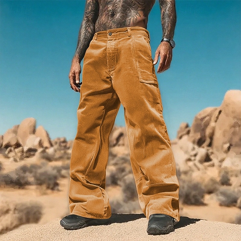 Per uomo Pantaloni in velluto a coste Pantaloni Pantaloni casual Tasca Bottoni Semplice Indossabile All'aperto Quotidiano Moda Classico Nero Verde militare del 2026 a $22.99 –P4