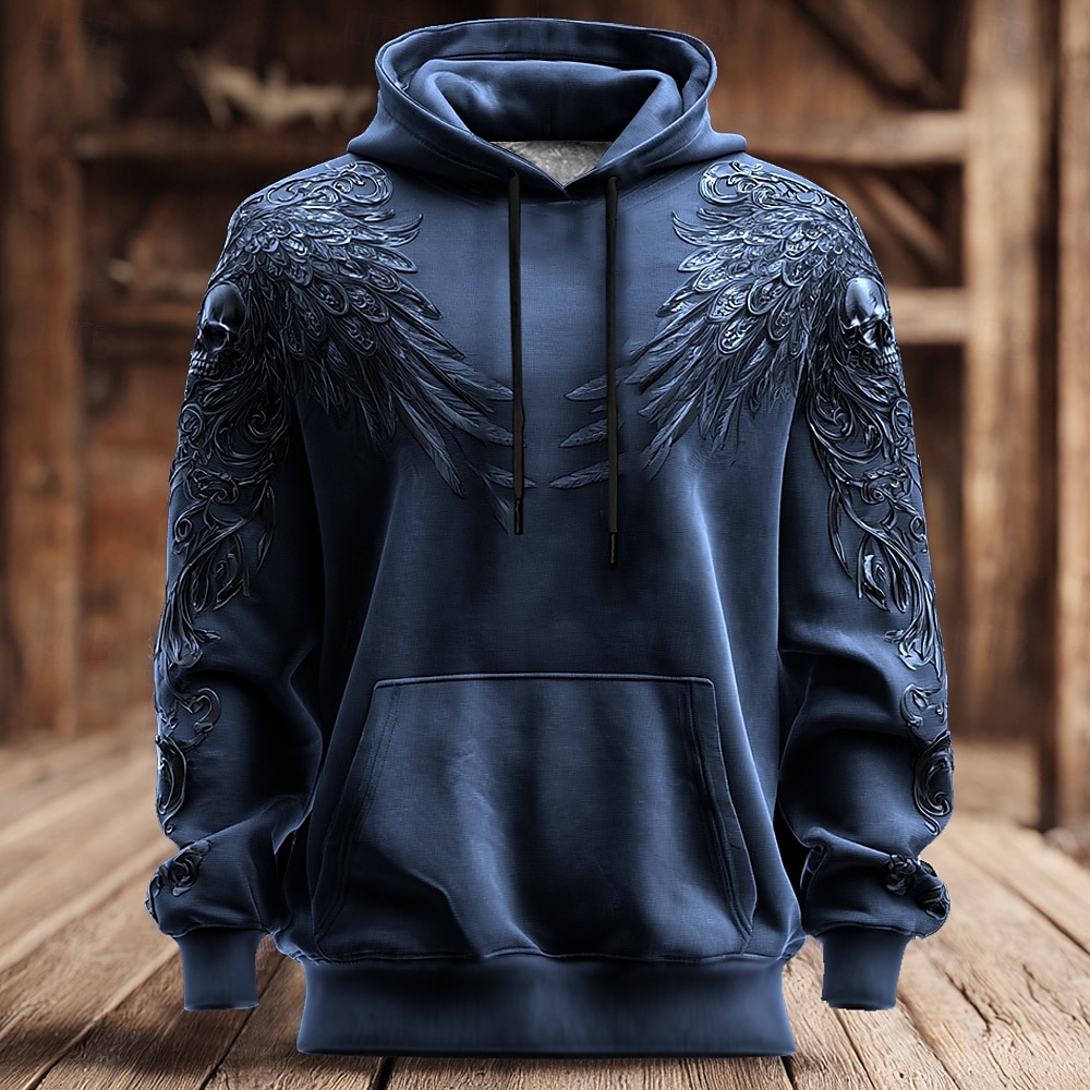 Halloween Муж. 3D Толстовка Панк преувеличены Готика На каждый день Длинный рукав Вырез под горло Капюшон Для клуба Уличная одежда Синий Черный Лиловый Коричневый Кулиска 3D Осень Зима Дизайнер S M L 2026 - $28.99 –P3