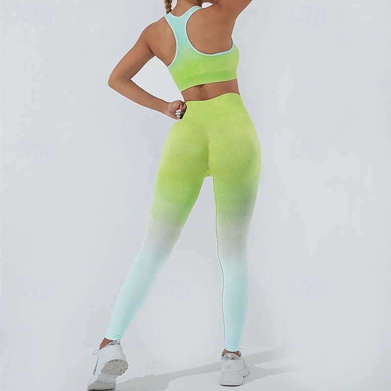 Damskie 2-częściowy dres do jogi Staniki sportowe Stroje do salonu Przejście kolorów Zestawy odzież Jesień Czarny Rumiany róż Siłownia Trening Obuwie sportowe Wysoka talia Elastyczny Oddychający 2025 - $40.99 –P5