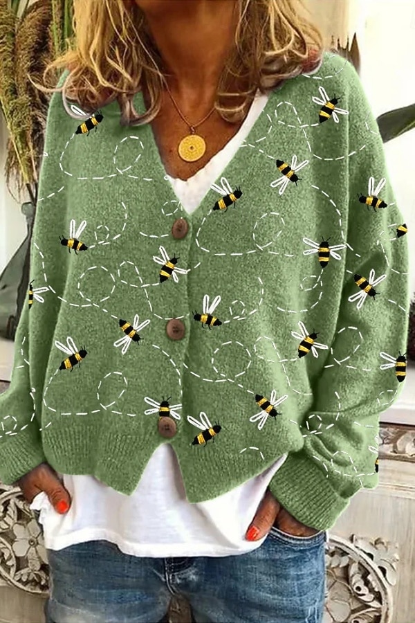Damen Strickjacke Pullover Mit Wabenstruktur Knopfleiste V-Ausschnitt Langarm Leicht Elegant Streetwear Grafisch Geometrisch Knopfprint Tops Strick Outdoor Alltag Wochenende Marineblau Blau Frühling 2025 - $28.99 –P1