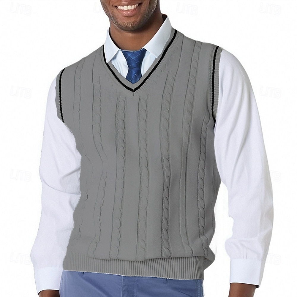 Per uomo Gilet Maglione elegante Maglione Maglione a maglia A Coste Treccia Maglia Top Regolari Lavorato a maglia Semplice Scollo a V Moda Casual Vacanza Abbigliamento quotidiano Abbigliamento del 2026 a $22.99 –P8