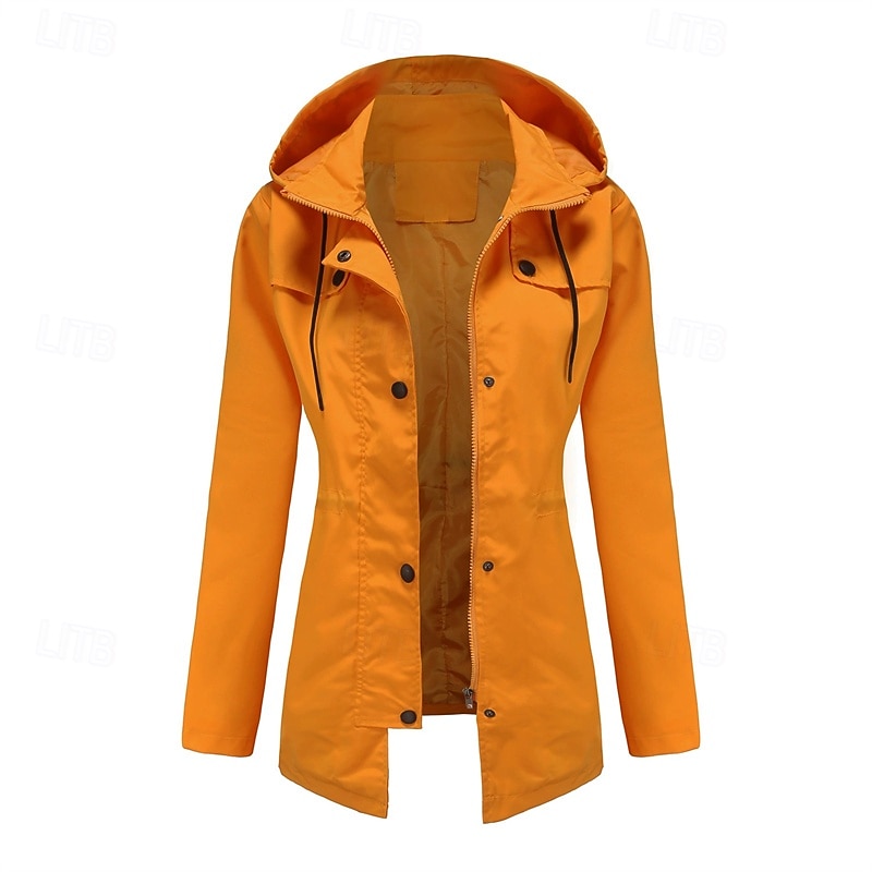 Mulheres Jaqueta casual Jaquetas de chuva impermeáveis Capas de chuva Prova-de-Água A Prova de Vento Zíper Bolsos Moda Ao ar livre Tecido Para Noite Final de semana Zíper Padrão Com Capuz Normal de 2025 por $34.99 –P3