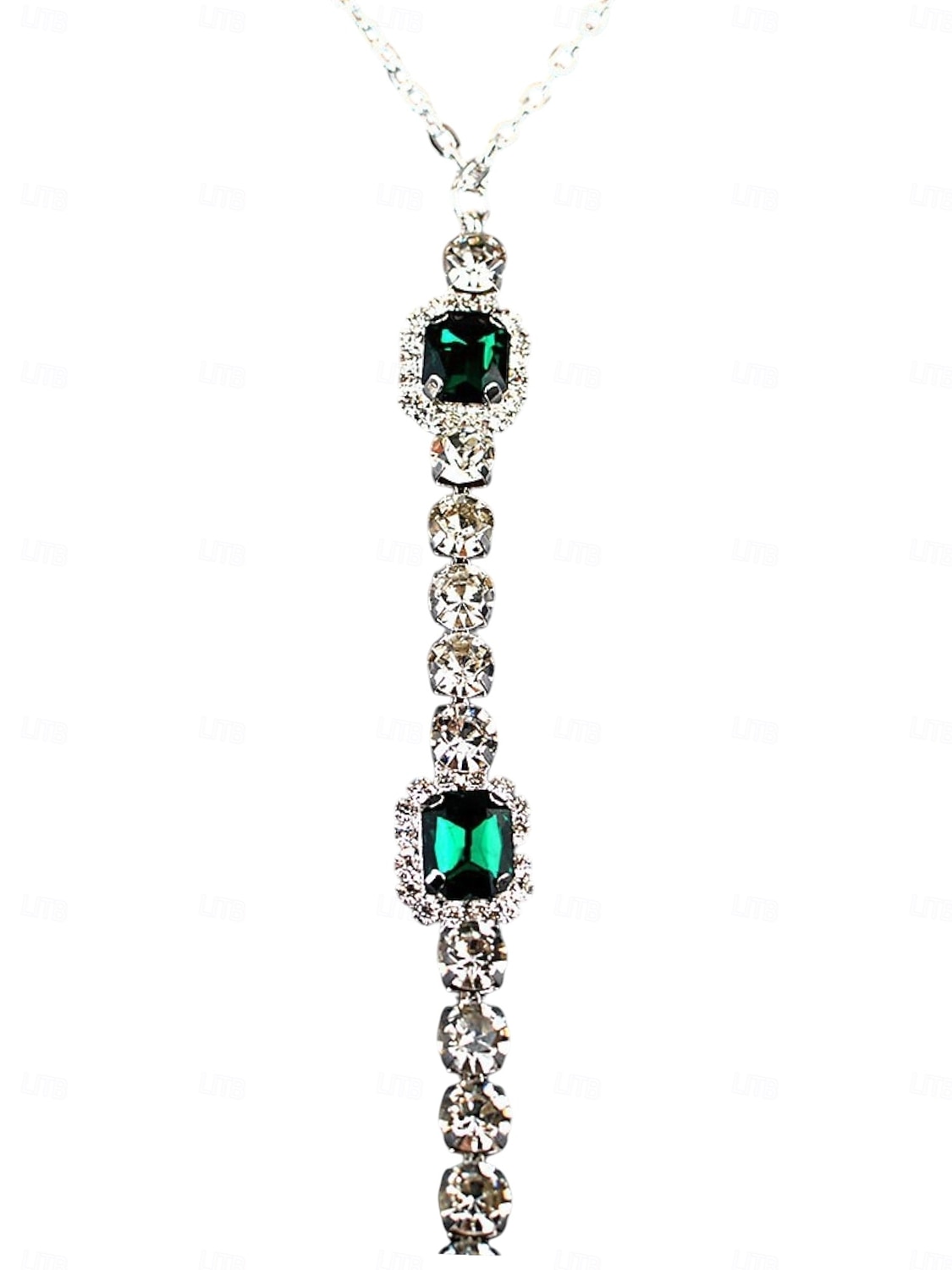 Silberne Körperkette mit Smaragd und Kristall für Damen – eleganter Schmuck mit tiefem Ausschnitt für Hochzeiten, Abendpartys, Strandurlaube und besondere Anlässe 2026 - $9.99 –P5
