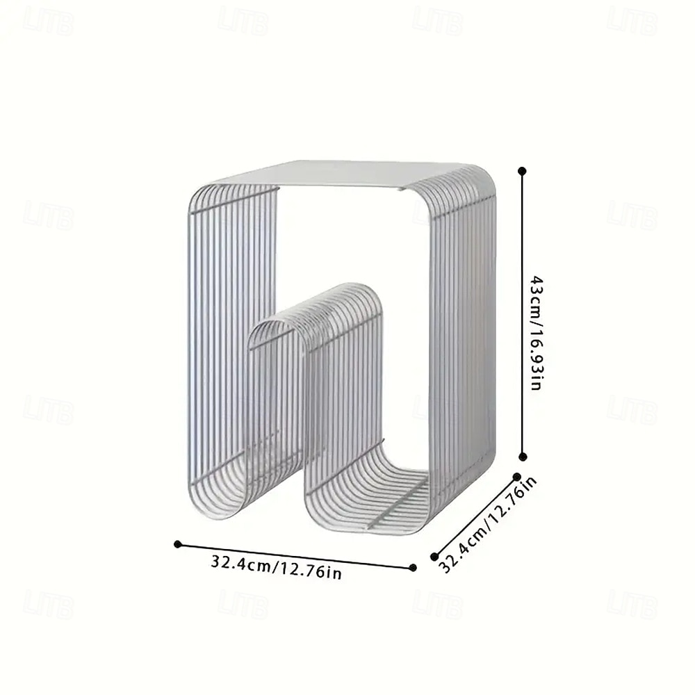 Integrated Sofa Corner Table Small Square Metal Silver Edge Table Geometric Pattern Bookshelf Magazine Rack Wall Mounted Living Room Storage Rack Multifunctional Modern Coffee Table Suitable for Sofas 2025 - $193.99 –P10