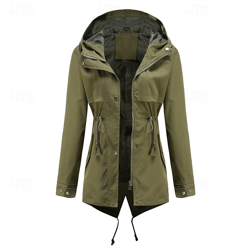 Mulheres Jaqueta casual Jaquetas de chuva impermeáveis Capas de chuva Prova-de-Água A Prova de Vento Zíper Bolsos Moda Ao ar livre Tecido Para Noite Final de semana Zíper Padrão Com Capuz Normal de 2025 por $32.99 –P5