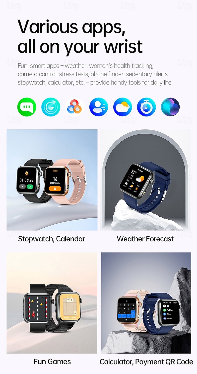 iMosi TK50 Relógio inteligente 1.72 polegada Relógio inteligente Bluetooth Monitoramento de temperatura Podômetro Aviso de Chamada Compatível com Android iOS Feminino Masculino Chamadas com Mão Livre de 2025 por $48.99 –P15