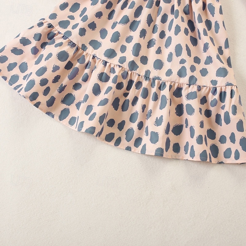 Mommy and Me Dresses Polka Dot Street Print Khaki Long Sleeve Midi Active Matching Outfits 2026 - $20.99 –P10