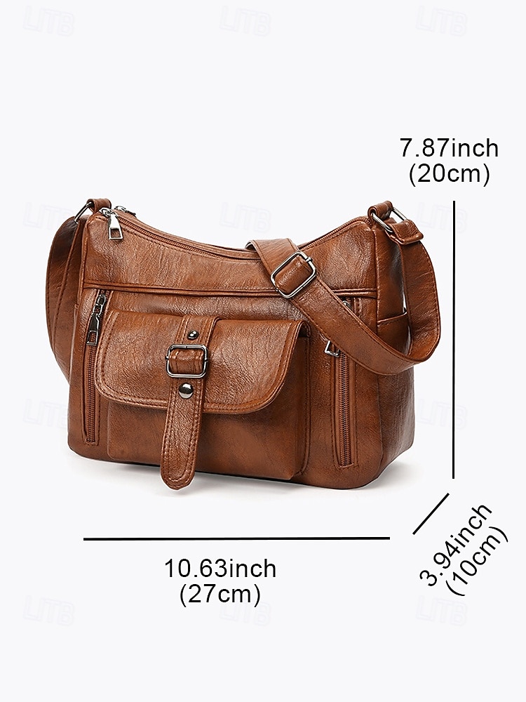 Women's Crossbody Bag Shoulder Bags PU Leather Casual Office Mother's Day Zipper Multiple pockets Large Capacity Waterproof Lightweight Solid Color Black Blue Purple 2026 - $19.99 –P13