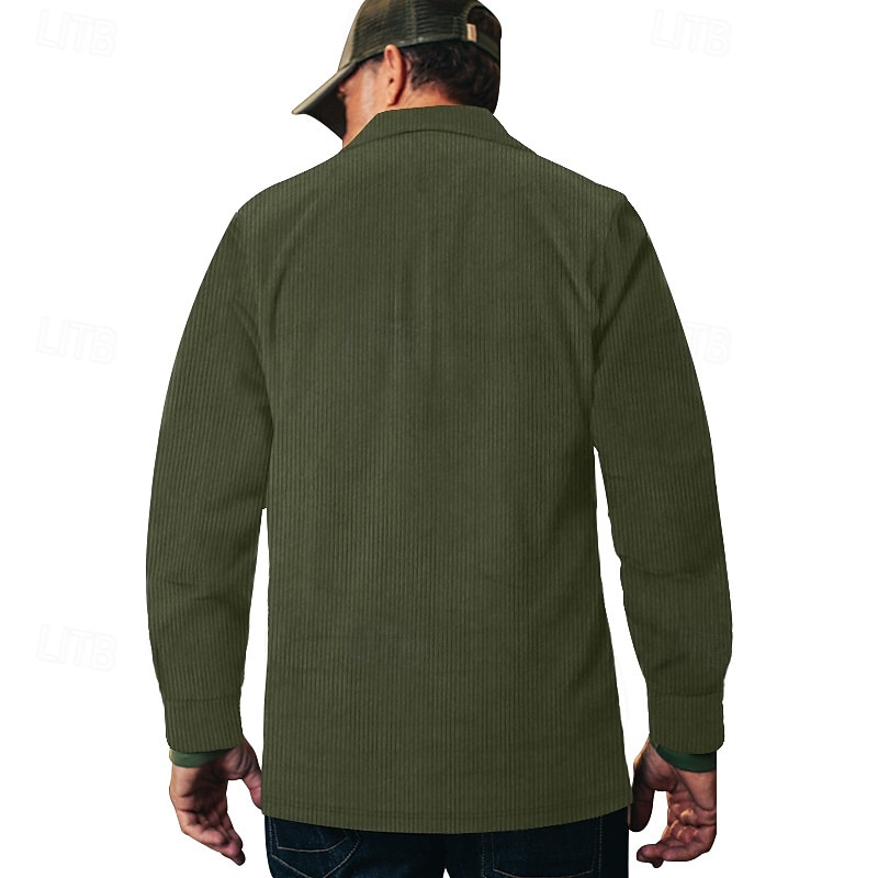 Per uomo Camicia Camicia casual Camicia da Spiaggia Camicia di Velluto a Coste Camicia con Bottoni Nero Verde militare Grigio Manica Lunga Semplice Bavero Vacanza Camicia hawaiana Tasca Abbigliamento del 2025 a $22.99 –P18
