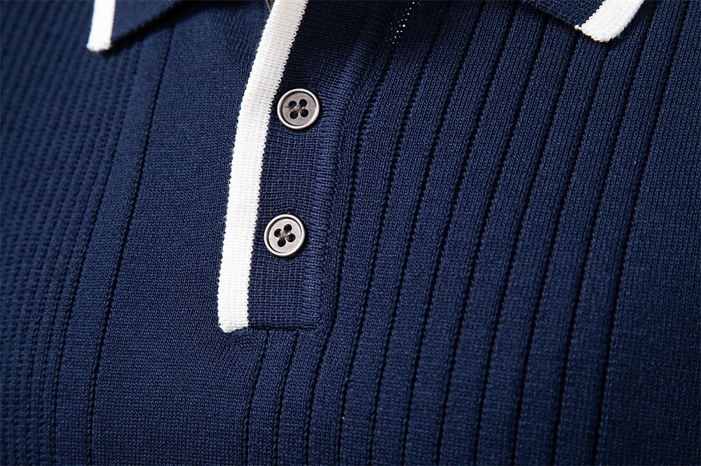 Herre Pullover genser Strikke Vanlige topper Fargeblokk Knapper Helfarge Polokrage Årgang Daglig Skole Hjem Klær Vår Høst Blå Brun S M L 2025 - $32.99 –P21