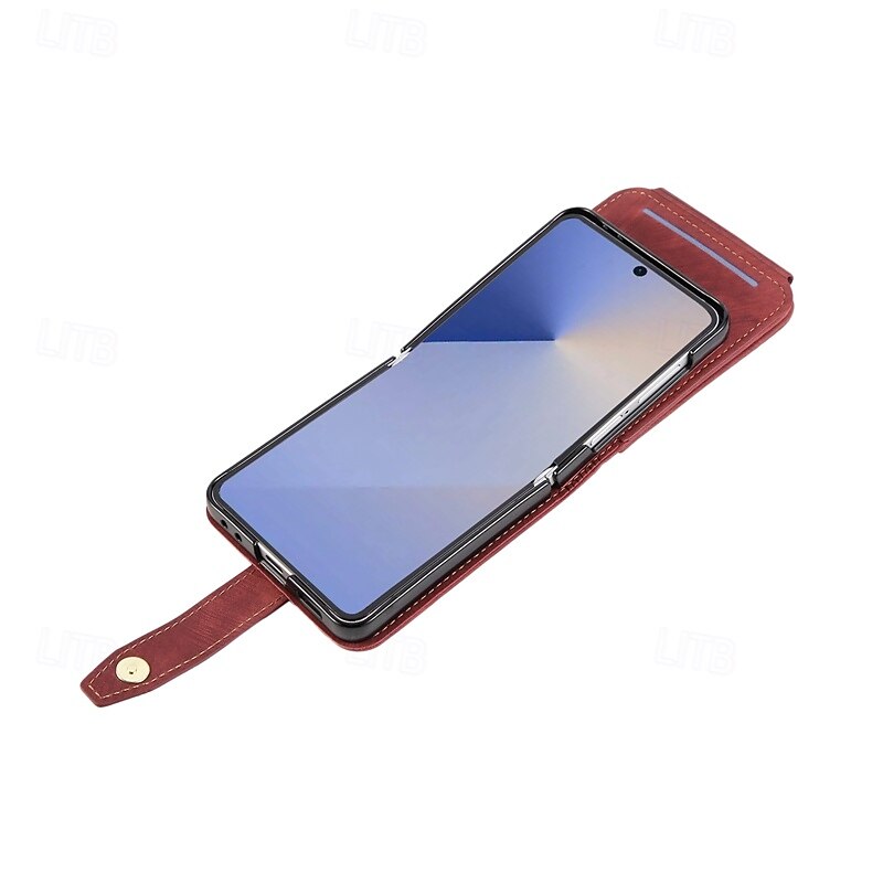 טלפון מגן עבור סמסונג גלקסי Z Flip 7 Z Flip 6 Z Flip 5 Z Flip 4 מארז כרטיס ארנק עם שרוך חריץ לכרטיס עמיד בזעזועים TPU עור PU 2025 - $18.99 –P8