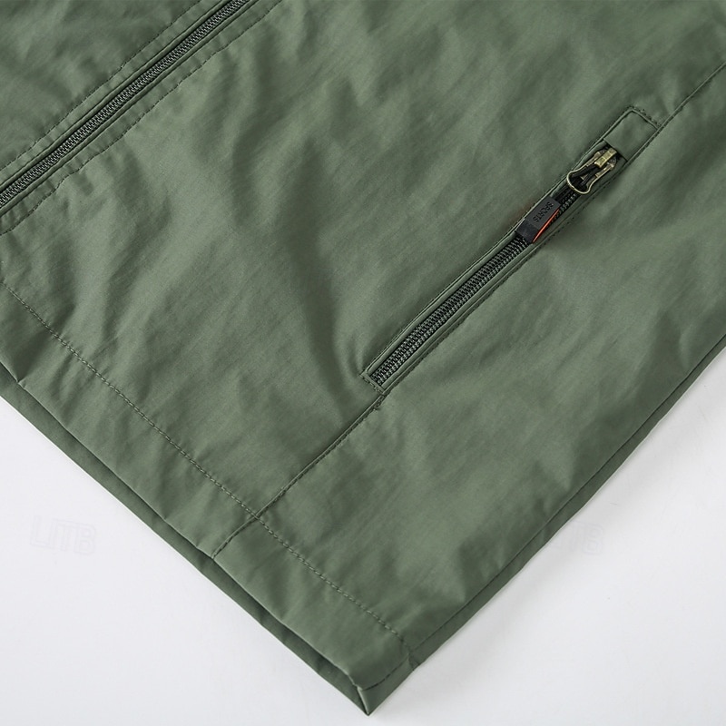 Homens Blusão Capa de chuva Casaco Shell Prova-de-Água Leve Casual Esportes Acampar e Caminhar Bordado Bolsos laterais Zip Frente Outono Inverno Com Capuz Manga Longa Preto Verde Caqui de 2025 por $44.99 –P9