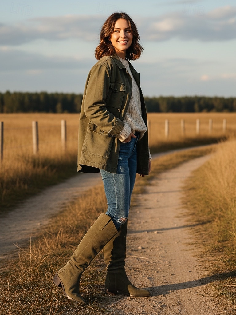 Bottes hautes en daim pour femmes, design ample à mollet large, chaussures de style bohème urbain décontracté pour femmes, chaussures de mode streetwear confortables au quotidien de 2025 ? $42.99 –P3