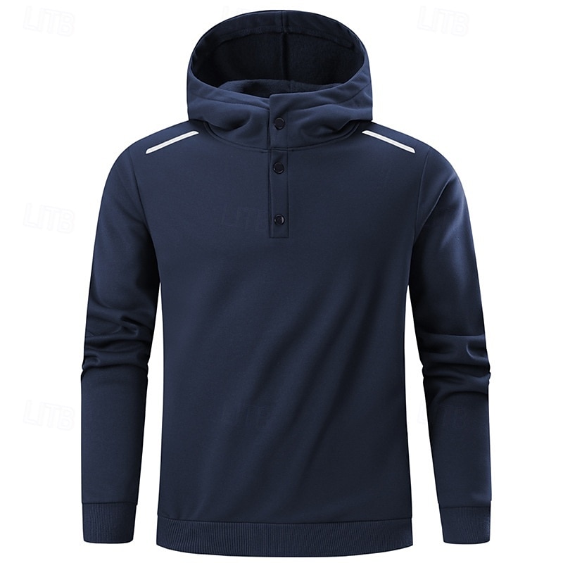 Hombre Sudadera Sudadera con capucha y botones Sudadera con capucha de lana Sudadera con capucha forrada de polar Negro Azul Marino Gris Claro Con Capucha Plano Retazos Bloque de Color Deporte Casual 2025 - $23.99 –P2