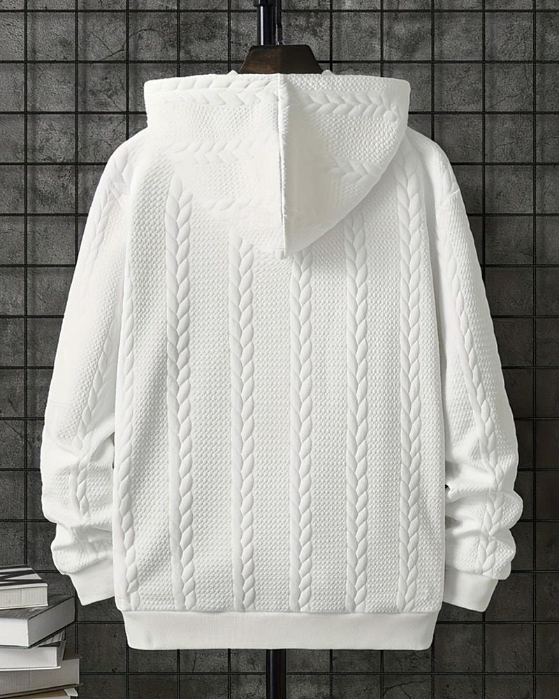 Herren Kapuzensweatshirt Vollreißverschluss-Kapuzensweatshirt Schwarz Weiß Mit Kapuze Einfach Jacquard Tasche Gerippt Strukturiert Sport & Outdoor Täglich Ferien Polyester Streetwear Basic Lässig 2026 - $31.99 –P2