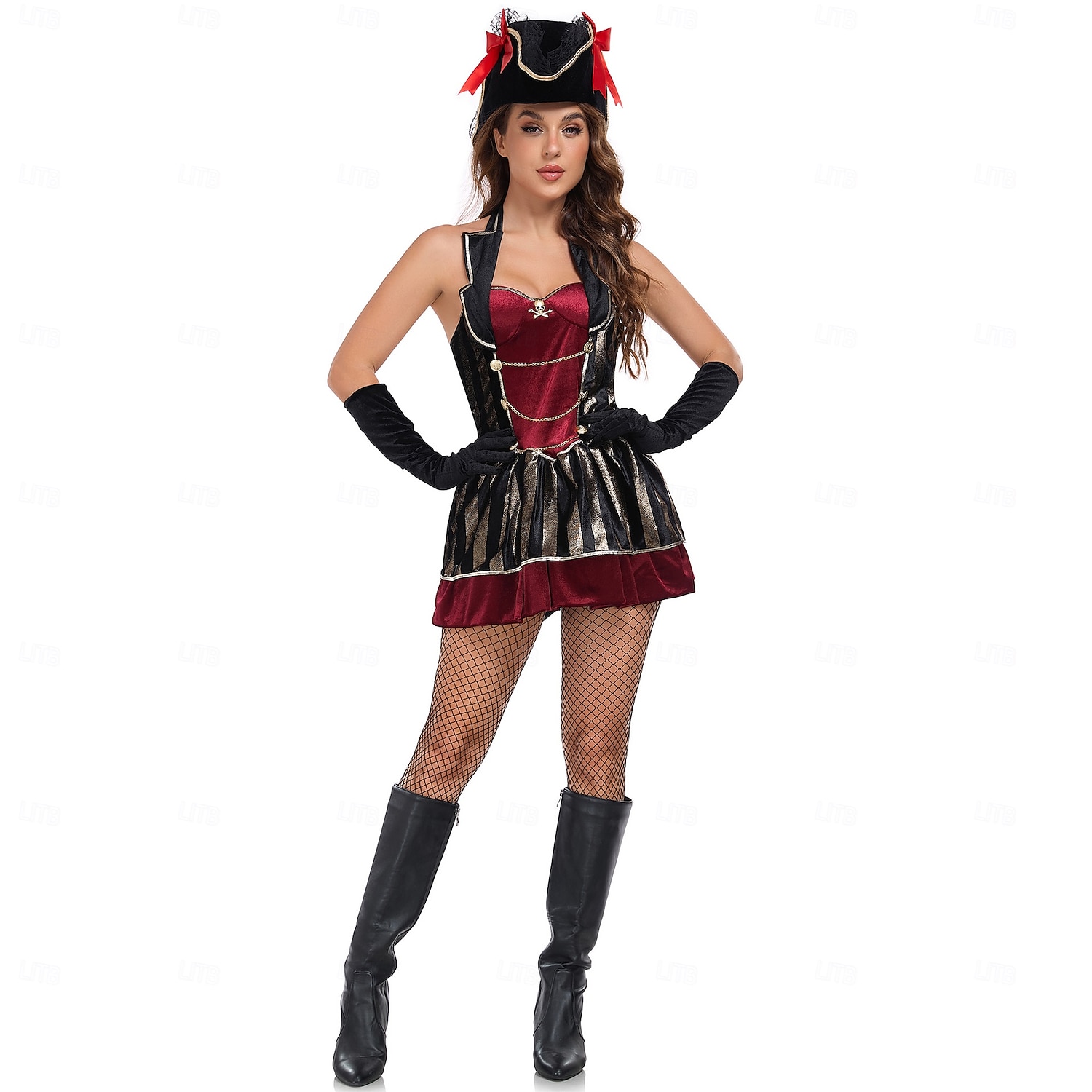 Corsarios del Mar Caribe Pirata gorrión Vestidos Accesorios Disfraz Película de aventuras Cosplay for Mujer Adultos Víspera de Todos los Santos Carnaval Rendimiento Mascarada 2026 - $69.99 –P5