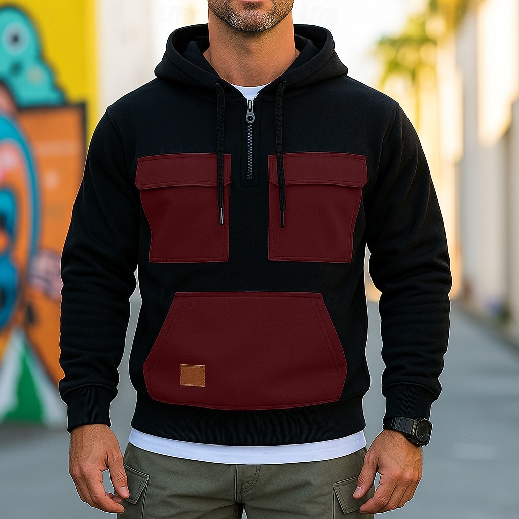 Per uomo Felpa con cappuccio Felpa con cappuccio e zip corta Felpa con cappuccio in pile Felpa con cappuccio tattica Rosso Blu Viola Verde Cachi Con Cappuccio Semplice Patchwork Cerniera Blocco di del 2025 a $23.99 –P3