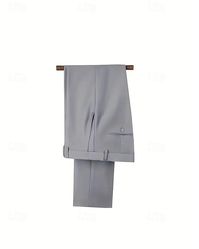 Herren Set Anzüge Anzugweste Geschäft Cocktailparty Hochzeitsfeier 3 Stück Mode Lässig Frühling Herbst Polyester Farbblock Tasche Knöpfe Bequem Einreihig Blazer Schwarz Weiß Burgunderrot Königliches 2025 - $79.99 –P10