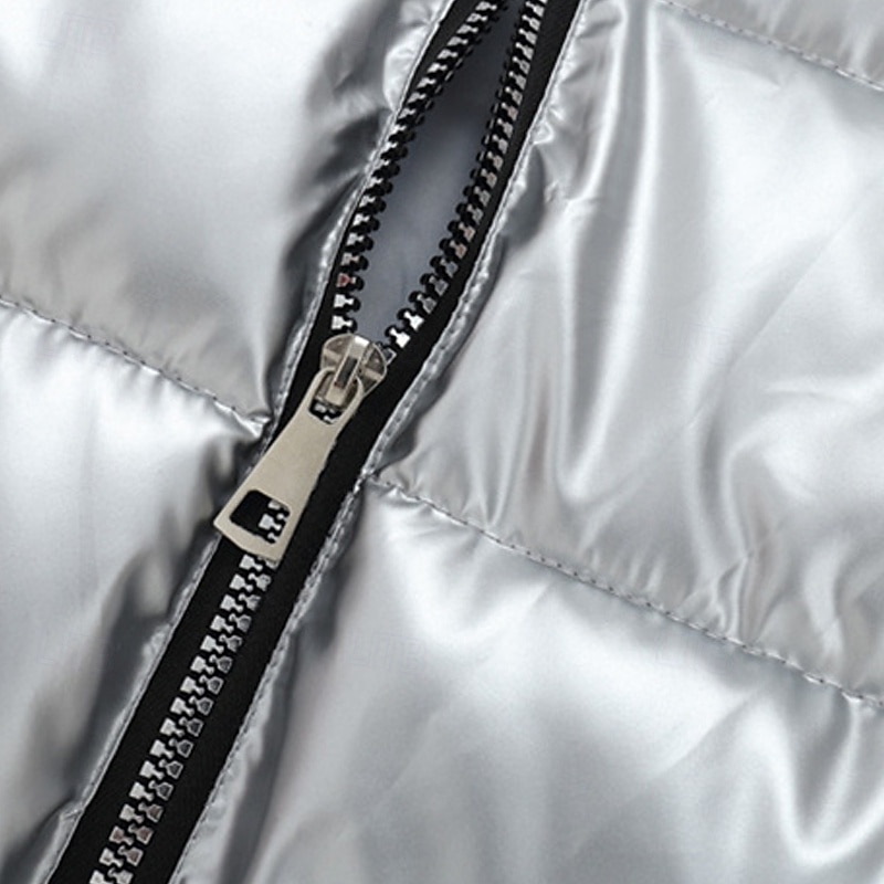 Pánské Puffer Vesta Kamizelka Vesta Dovolená Denní Rande Módní Na běžné nošení Podzim zima Kapsy Polyester Zahřívací Pohodlné Pevná barva Zip Kapuce Běžný Stříbrná Černá Rubínově červená Tmav 2025 - $33.99 –P6